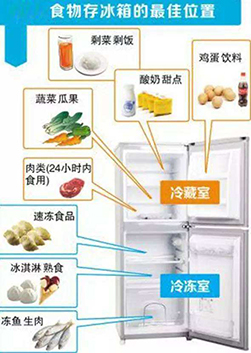 食物在冰箱中存放的位置