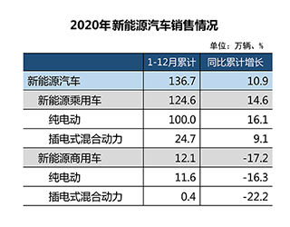 艾普欧盛---2020年各类型新能源汽车销售情况